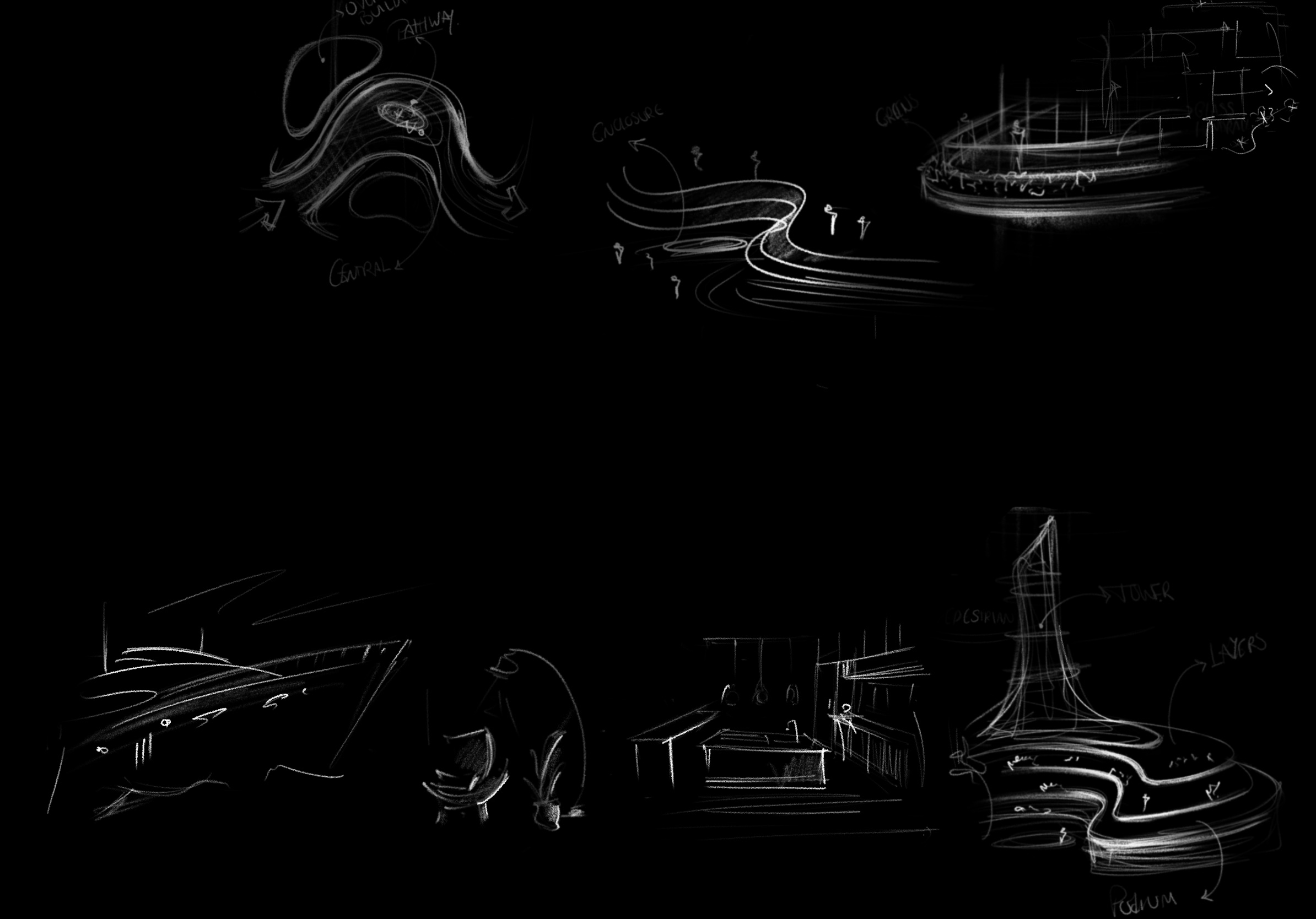 Black background expertise sketches